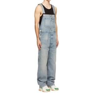 NEW AMIRI topstitching denim overalls in clay indigo tobacco